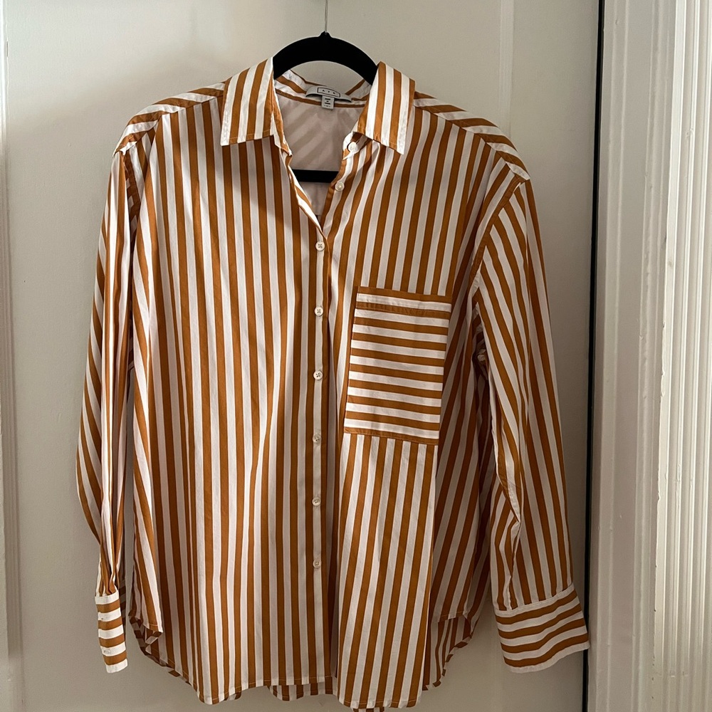 AYR Women's Deep End Striped Shirt in Orange and White